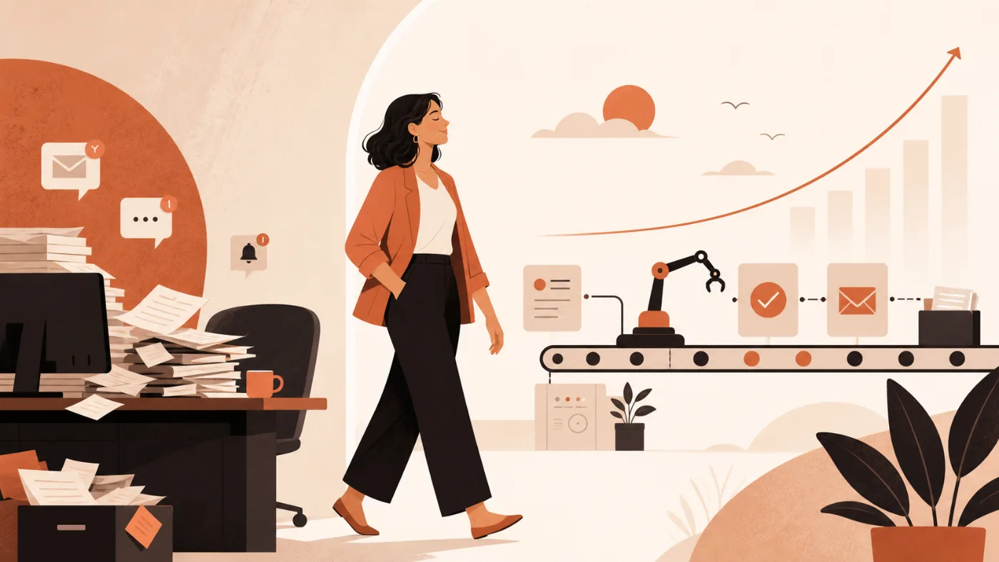 Automated systems handle dashboards, reports, tasks and customer email at the center, freeing the team to focus on customers